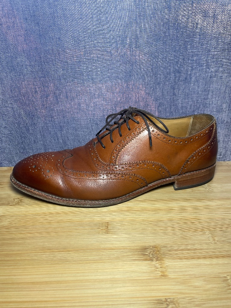 Beckett Simonon Men's Yates Oxford Wingtip Lace Up Leather Dress Shoes Brown 10